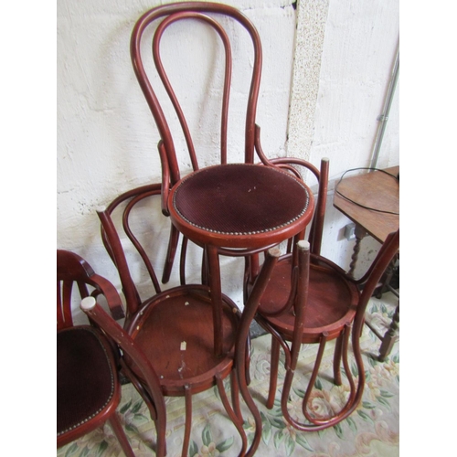 71 - Set of Six Bentwood Chairs including One Armchair Upholstered Seats