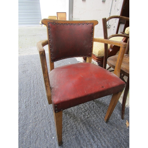 76 - Three Chairs Two Bentwood Examples and Vintage Leather Upholstered Armchair