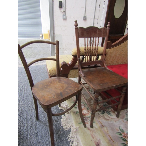 76 - Three Chairs Two Bentwood Examples and Vintage Leather Upholstered Armchair