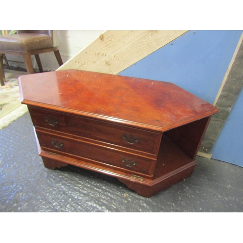 81 - Walnut Shaped Top Low Chest or Television Rest Approximately 3ft 6 Inches Wide