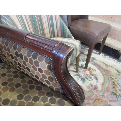 85 - Mahogany Framed Armchair Generous Form Some Wear to Left Arm above Reeded Supports