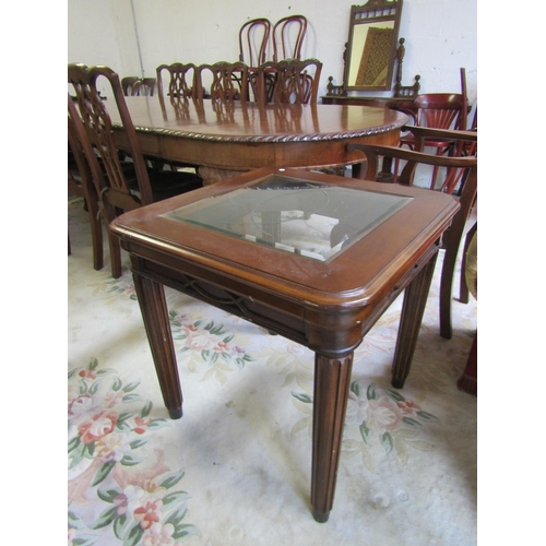 88 - Mahogany Occasional or End Table Square Form above Reeded Tapering Supports Approximately 24 Inches ... 