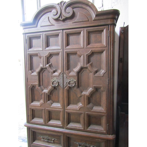 93 - Walnut Panelled Two Door Linen or Entertainment Press Attractively Detailed Approximately 3ft 6 Inch... 