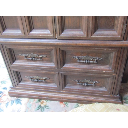 93 - Walnut Panelled Two Door Linen or Entertainment Press Attractively Detailed Approximately 3ft 6 Inch... 