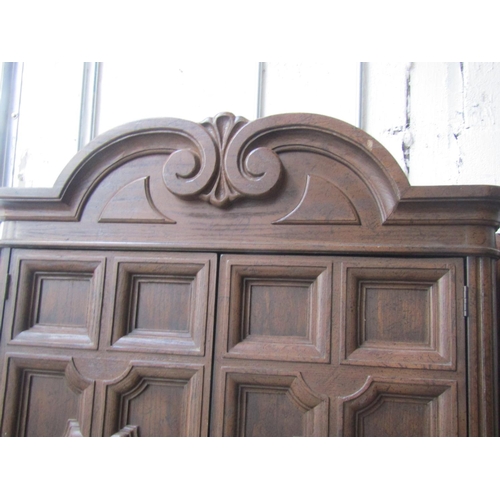 93 - Walnut Panelled Two Door Linen or Entertainment Press Attractively Detailed Approximately 3ft 6 Inch... 