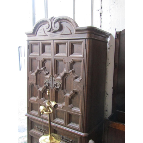 93 - Walnut Panelled Two Door Linen or Entertainment Press Attractively Detailed Approximately 3ft 6 Inch... 