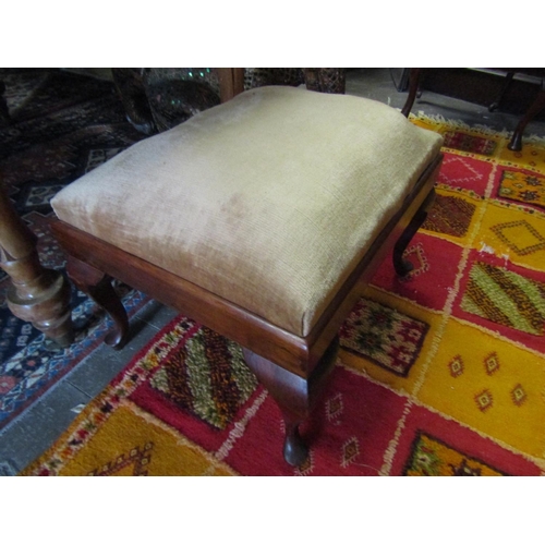 94 - Edwardian Velvet Upholstered Stool Approximately 14 Inches High x 18 Inches Wide