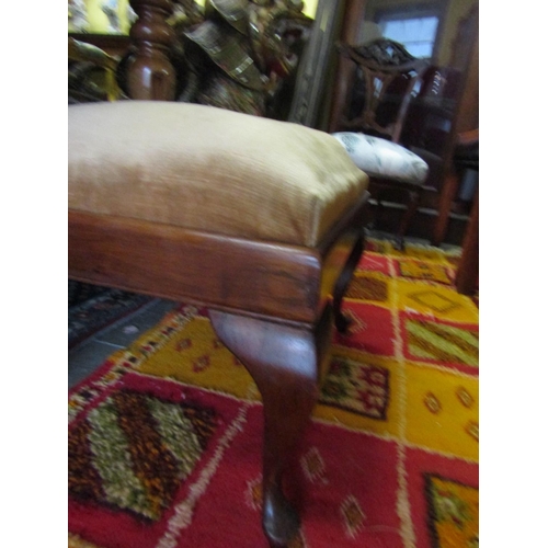 94 - Edwardian Velvet Upholstered Stool Approximately 14 Inches High x 18 Inches Wide