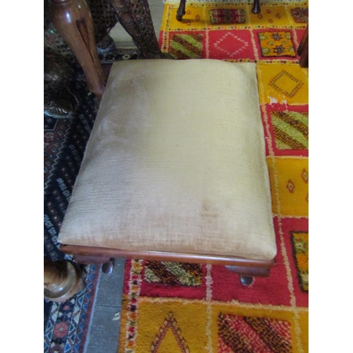 94 - Edwardian Velvet Upholstered Stool Approximately 14 Inches High x 18 Inches Wide