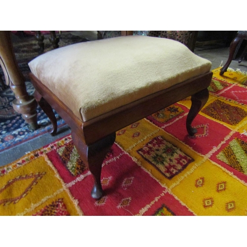 94 - Edwardian Velvet Upholstered Stool Approximately 14 Inches High x 18 Inches Wide