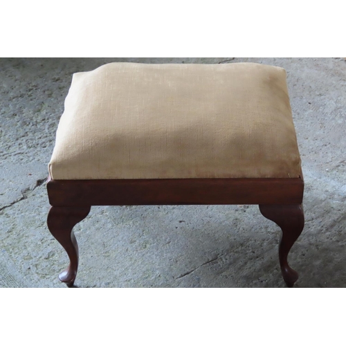 94 - Edwardian Velvet Upholstered Stool Approximately 14 Inches High x 18 Inches Wide