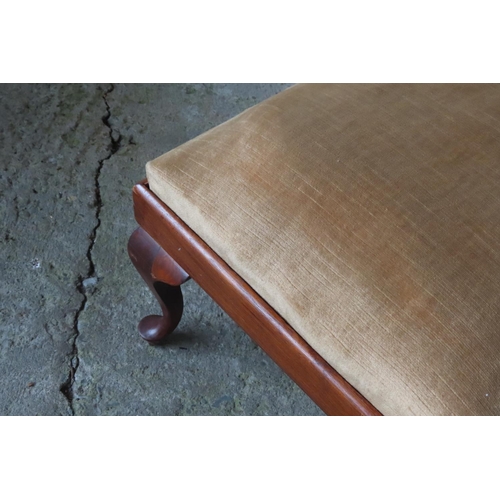 94 - Edwardian Velvet Upholstered Stool Approximately 14 Inches High x 18 Inches Wide