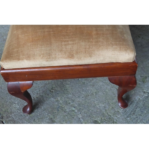 94 - Edwardian Velvet Upholstered Stool Approximately 14 Inches High x 18 Inches Wide