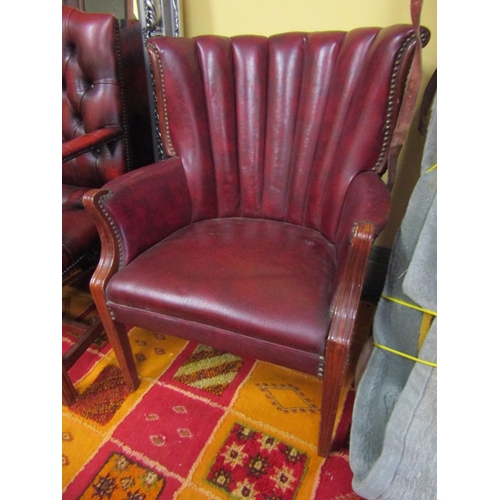 95 - Mahogany Framed Tub Form Gentlemans Drawing Room Armchair Tapering Supports