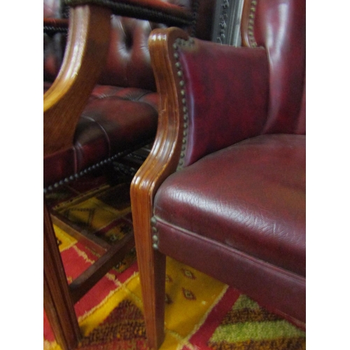 95 - Mahogany Framed Tub Form Gentlemans Drawing Room Armchair Tapering Supports