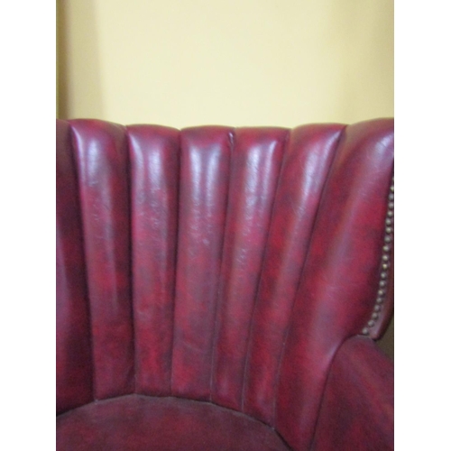 95 - Mahogany Framed Tub Form Gentlemans Drawing Room Armchair Tapering Supports