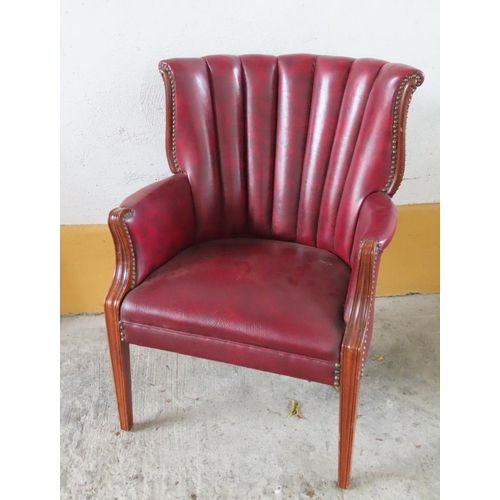 95 - Mahogany Framed Tub Form Gentlemans Drawing Room Armchair Tapering Supports