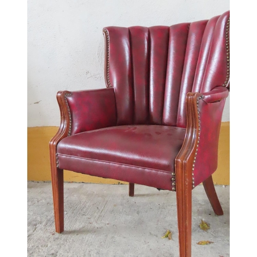 95 - Mahogany Framed Tub Form Gentlemans Drawing Room Armchair Tapering Supports