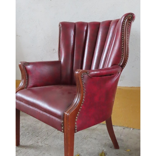 95 - Mahogany Framed Tub Form Gentlemans Drawing Room Armchair Tapering Supports