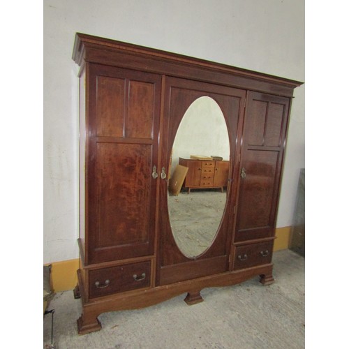 1258 - Victorian Figured Mahogany Wardrobe with Satinwood Crossbanding and Inlaid Decoration Approximately ... 