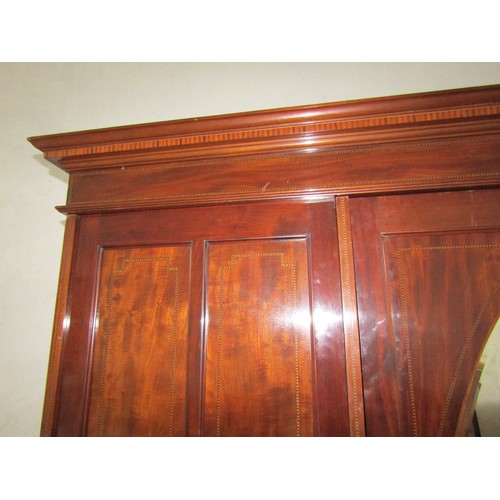 1258 - Victorian Figured Mahogany Wardrobe with Satinwood Crossbanding and Inlaid Decoration Approximately ... 