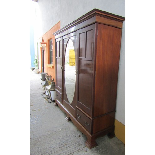 1258 - Victorian Figured Mahogany Wardrobe with Satinwood Crossbanding and Inlaid Decoration Approximately ... 