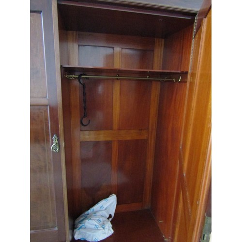 1258 - Victorian Figured Mahogany Wardrobe with Satinwood Crossbanding and Inlaid Decoration Approximately ... 