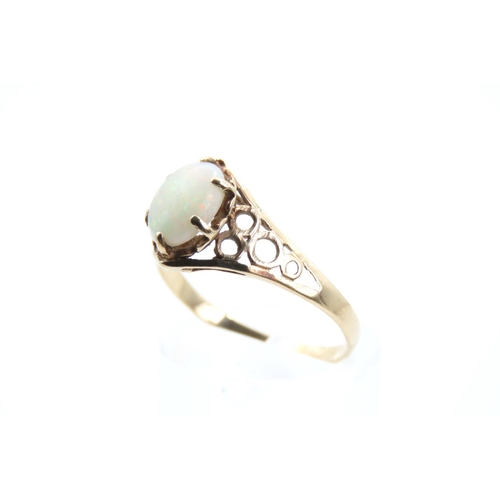 102 - Opal Centre Stone Ladies Ring Size O and a Half