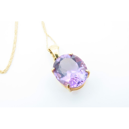 103 - Amethyst Pendant Necklace on 9 Carat Gold Chain Oval Cut Amethyst Measuring Approximately 1.2cm x 1c... 