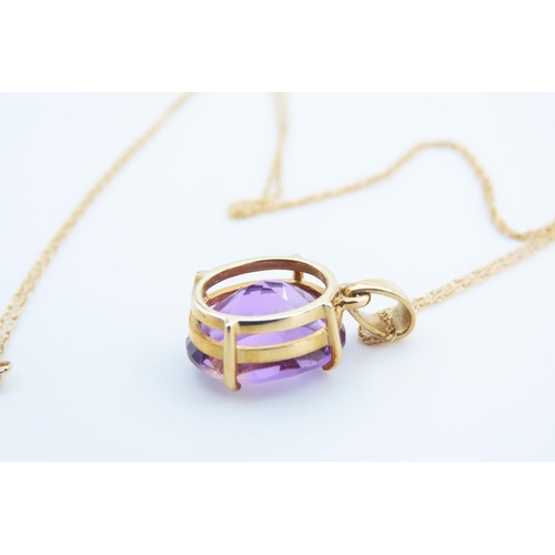 103 - Amethyst Pendant Necklace on 9 Carat Gold Chain Oval Cut Amethyst Measuring Approximately 1.2cm x 1c... 