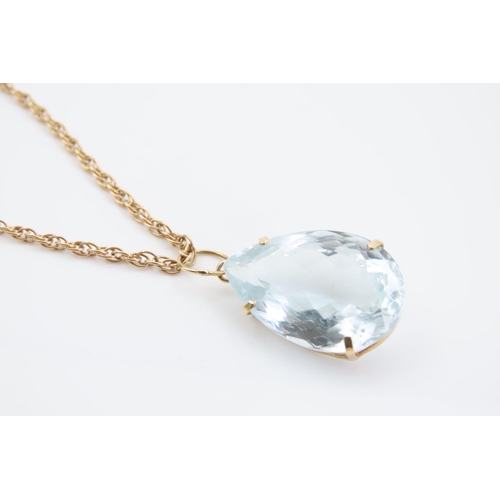 117 - Aquamarine Pear Cut Ladies Pendant Necklace Mounted on 9 Carat Yellow Gold Stone Approximately 2.1cm... 