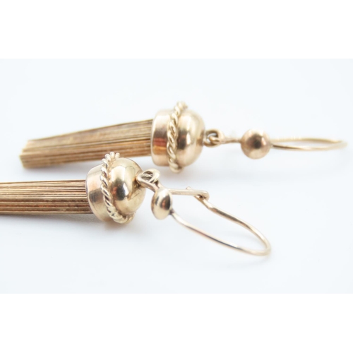 120 - Pair of 9 Carat yellow Gold Tassel Form Ladies Earrings Approximately 3cm Long