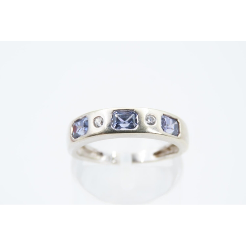 124 - 9 Carat White Gold Half Eternity Ring Sapphire and Gemset Ring Size M