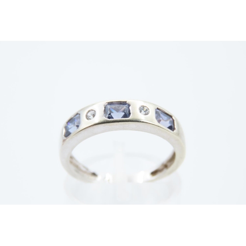 124 - 9 Carat White Gold Half Eternity Ring Sapphire and Gemset Ring Size M