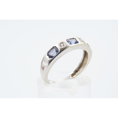 124 - 9 Carat White Gold Half Eternity Ring Sapphire and Gemset Ring Size M