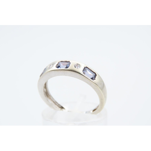 124 - 9 Carat White Gold Half Eternity Ring Sapphire and Gemset Ring Size M