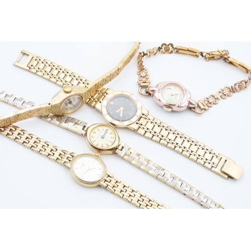 135 - Five Various Ladies Watches Gold Filled Articulated Bracelets including Two Rotary Examples