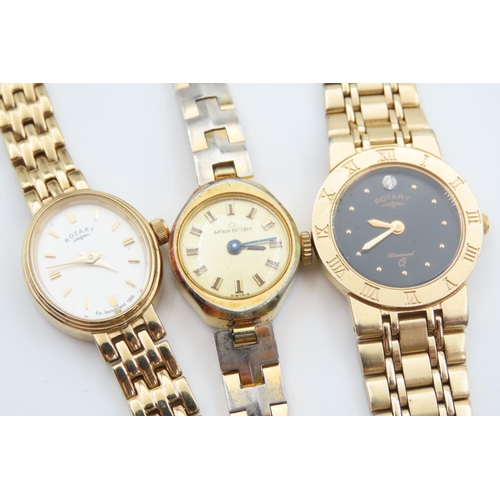 135 - Five Various Ladies Watches Gold Filled Articulated Bracelets including Two Rotary Examples