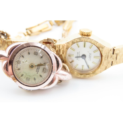 135 - Five Various Ladies Watches Gold Filled Articulated Bracelets including Two Rotary Examples