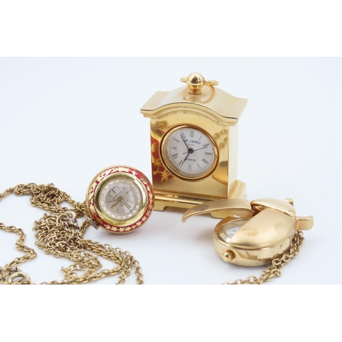 137 - Two Ladies Pendant Watches on Chains Gold Filled Ladybird and Globe Examples Brass Mounted Novelty F... 