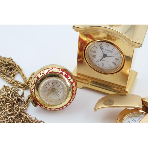 137 - Two Ladies Pendant Watches on Chains Gold Filled Ladybird and Globe Examples Brass Mounted Novelty F... 