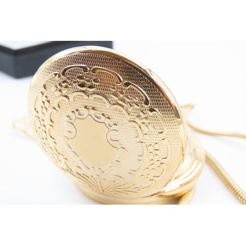 138 - Full Hunter Pocket Watch with Gold Chain Embossed Detailing and Half Hunter Pocket Watch with Gold F... 