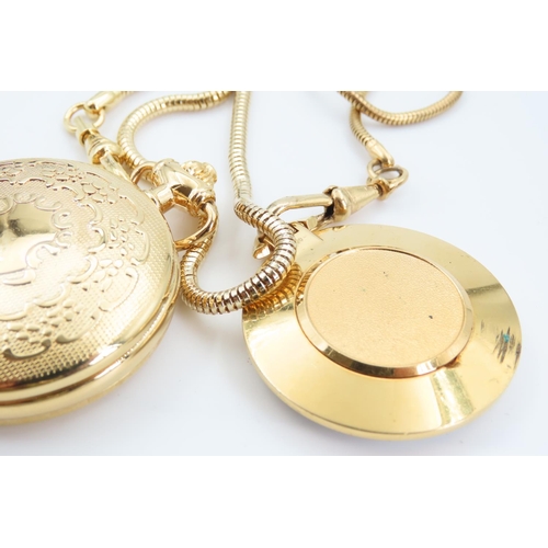 138 - Full Hunter Pocket Watch with Gold Chain Embossed Detailing and Half Hunter Pocket Watch with Gold F... 