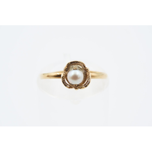 143 - Pearl Set 9 Carat Yellow Gold Ladies Ring Size M