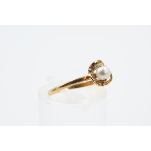 143 - Pearl Set 9 Carat Yellow Gold Ladies Ring Size M