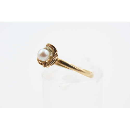 143 - Pearl Set 9 Carat Yellow Gold Ladies Ring Size M