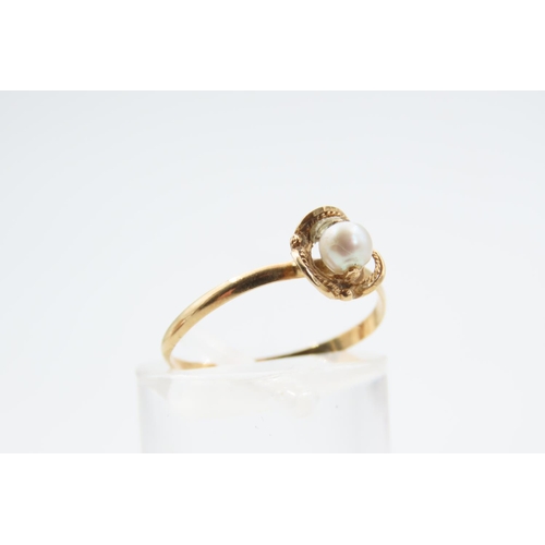 143 - Pearl Set 9 Carat Yellow Gold Ladies Ring Size M