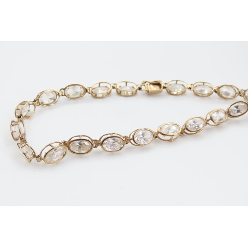 144 - 9 Carat Pale Sapphire Set Ladies Bracelet 19.5cm Long Articulated Form