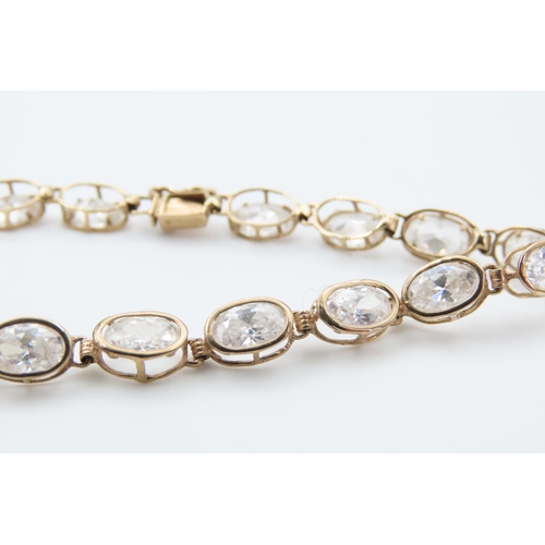 144 - 9 Carat Pale Sapphire Set Ladies Bracelet 19.5cm Long Articulated Form