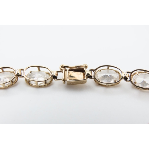 144 - 9 Carat Pale Sapphire Set Ladies Bracelet 19.5cm Long Articulated Form